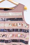 Camisole taupe avec paillettes seconde main - Tribal- La Penderie du Paradis