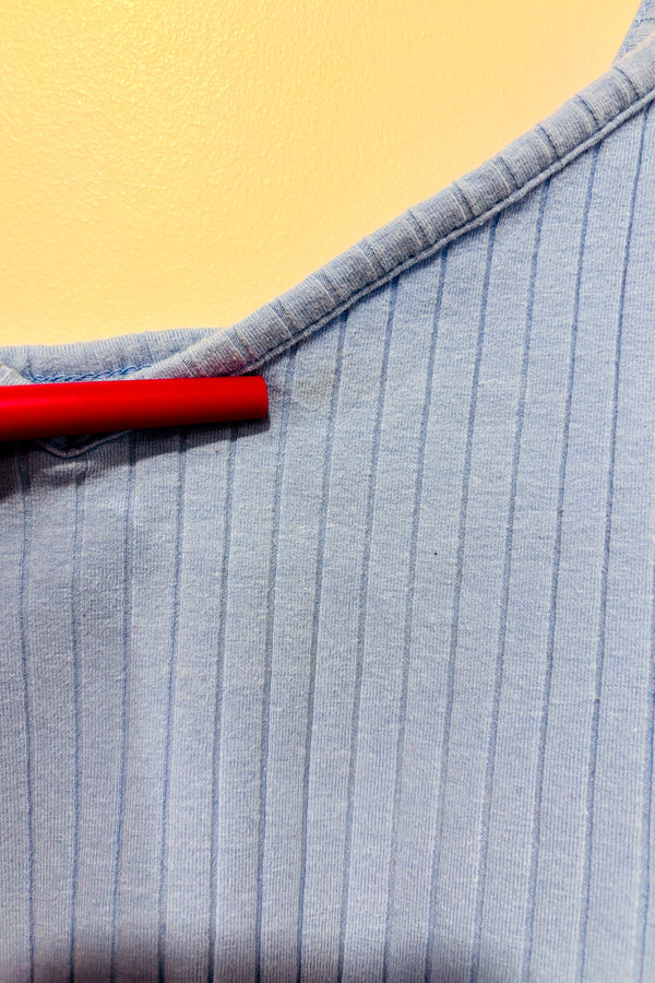 Camisole courte côtelée bleue seconde main - H&M- La Penderie du Paradis