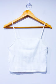 Camisole courte côtelée crème