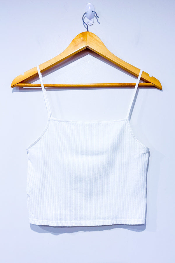 Camisole courte côtelée crème seconde main - Zara- La Penderie du Paradis