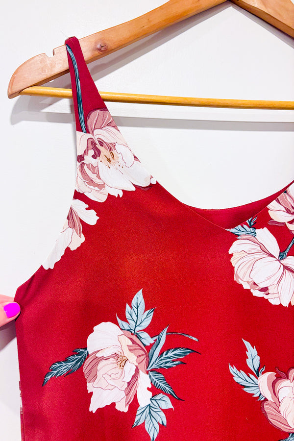 Camisole fluide vieux rose fleurie seconde main - Reitmans- La Penderie du Paradis