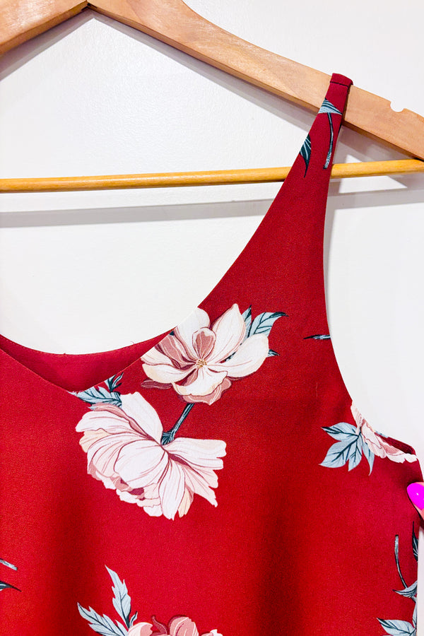 Camisole fluide vieux rose fleurie seconde main - Reitmans- La Penderie du Paradis