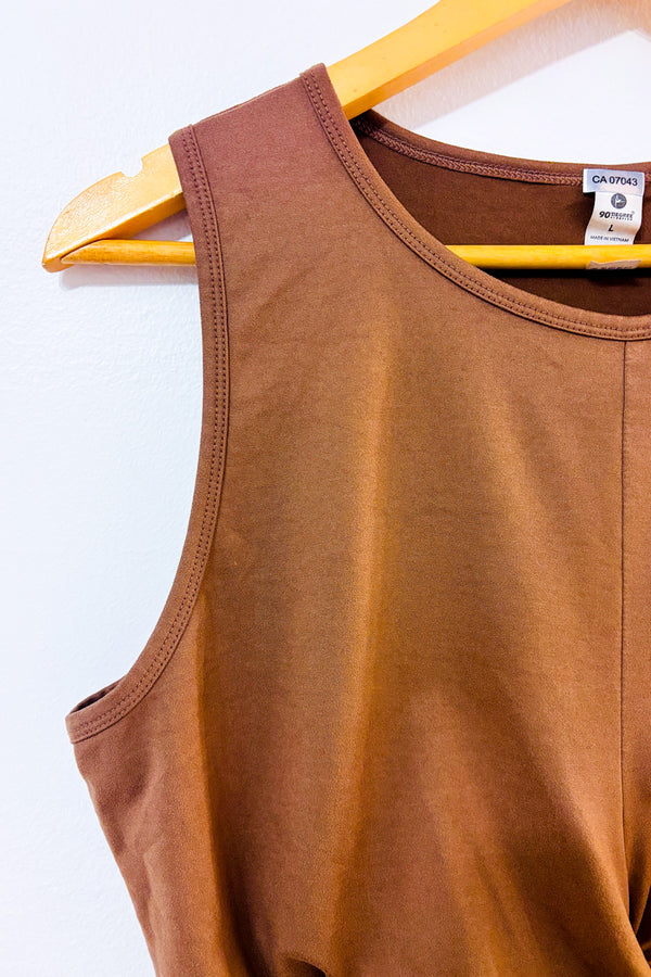 Camisole courte brune avec noeud seconde main - 90 degree by Reflex- La Penderie du Paradis