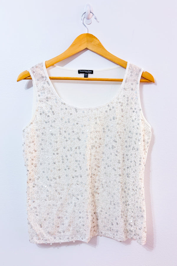 Camisole crème à paillettes seconde main - Proportion Petite / Conrad C- La Penderie du Paradis