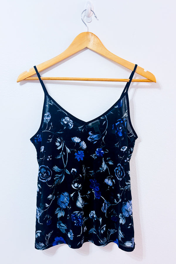 Camisole noire fleurie seconde main - Dynamite- La Penderie du Paradis
