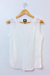 Camisole blanche avec empiècements en maille seconde main - Jones New York- La Penderie du Paradis