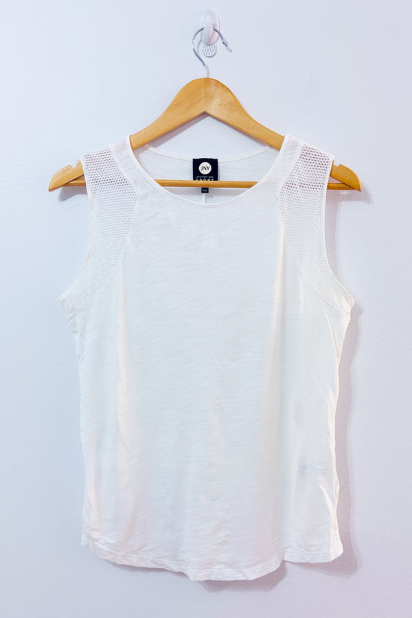 Camisole blanche avec empiècements en maille seconde main - Jones New York- La Penderie du Paradis