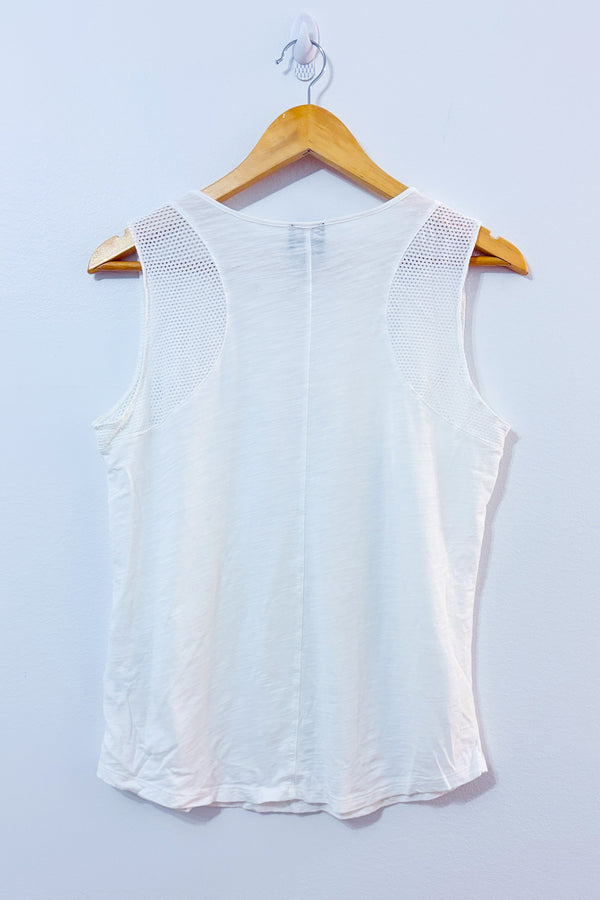 Camisole blanche avec empiècements en maille seconde main - Jones New York- La Penderie du Paradis