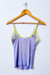 Camisole lilas côtelée à dentelle verte seconde main - Autres- La Penderie du Paradis