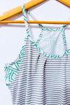 Camisole sport grise et verte rayée avec soutien intégré seconde main - Reitmans- La Penderie du Paradis