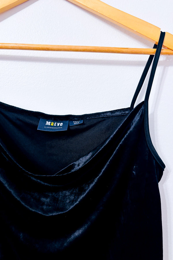 Camisole courte noire en velours à col drapé* seconde main - Maeve- La Penderie du Paradis