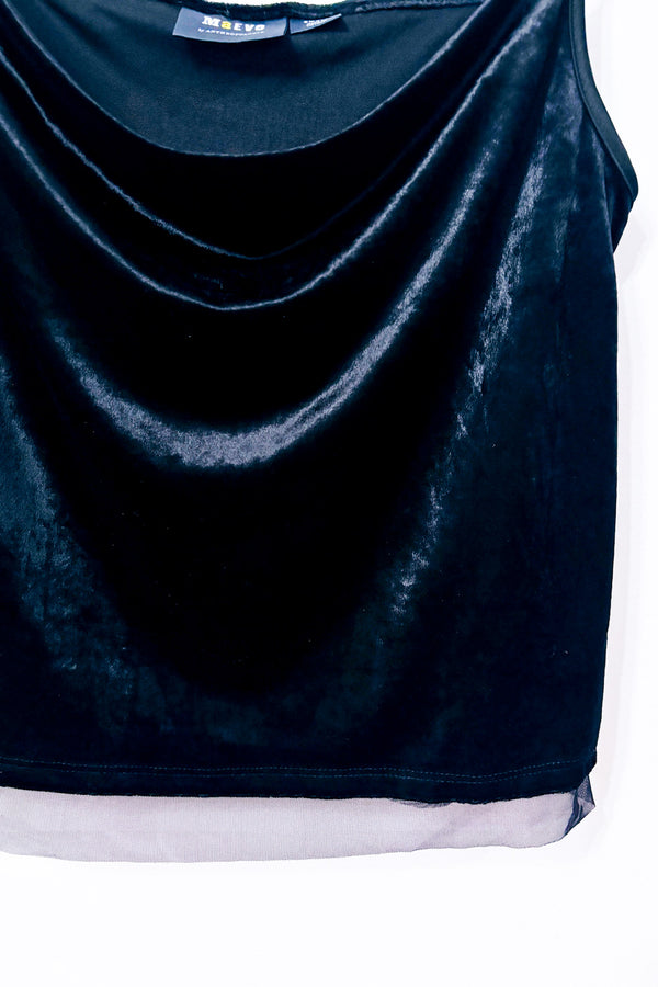 Camisole courte noire en velours à col drapé* seconde main - Maeve- La Penderie du Paradis