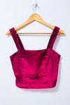 Camisole courte framboise en velours à encolure carrée* seconde main - Maeve- La Penderie du Paradis
