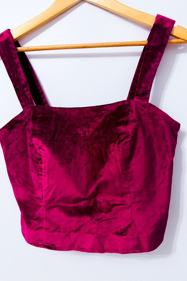 Camisole courte framboise en velours à encolure carrée* seconde main - Maeve- La Penderie du Paradis