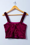 Camisole courte framboise en velours à encolure carrée* seconde main - Maeve- La Penderie du Paradis
