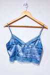 Camisole coupée satinée bleue fleurie (s)-SHEIN-La Penderie du Paradis 🕊