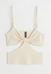 Camisole courte beige gaufrée (m)-H&M-La Penderie du Paradis 🕊
