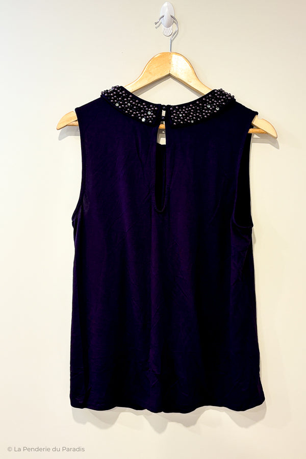 Camisole mauve haut licou avec perles (l) seconde main RW&CO 