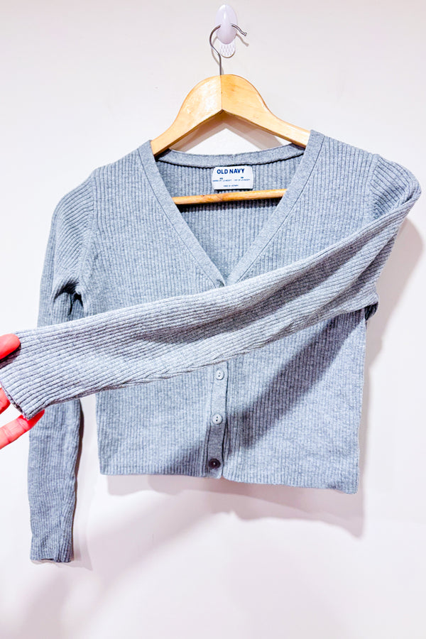 Cardigan court gris côtelé (xs)-Old Navy-La Penderie du Paradis 🕊