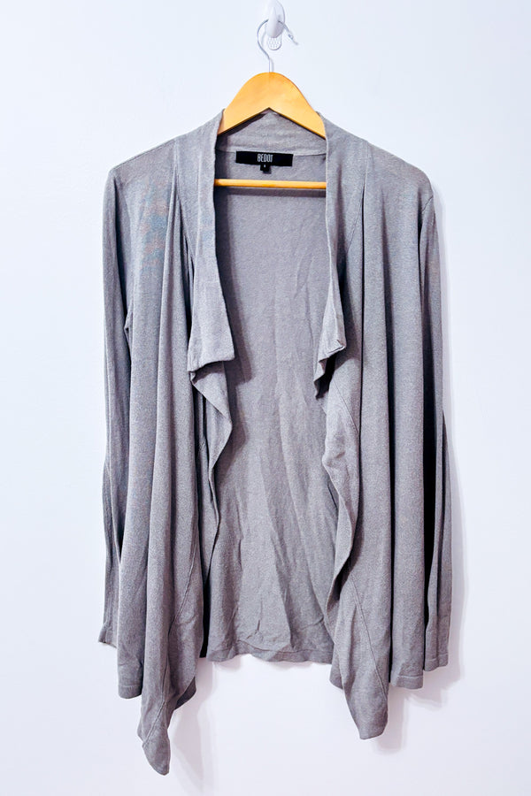 Cardigan gris Bedo ouvert à pans drapés et manches longues