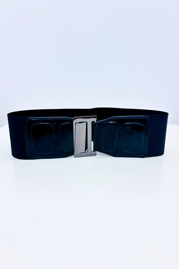Ceinture élastique noire effet serpent avec boucle argent seconde main - Autres- La Penderie du Paradis