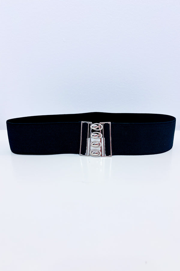 Ceinture élastique noire avec boucle argent seconde main - Autres- La Penderie du Paradis