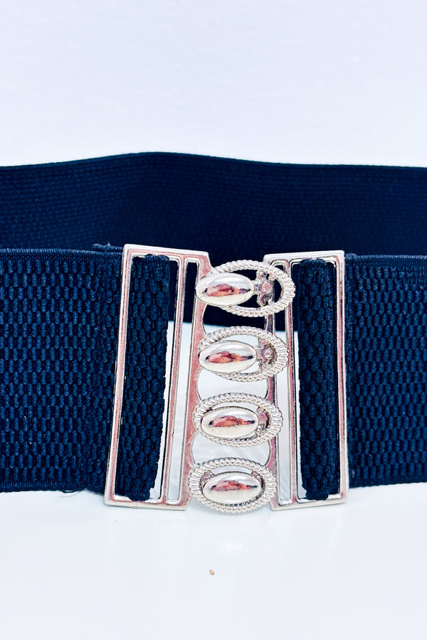 Ceinture élastique noire avec boucle argent seconde main - Autres- La Penderie du Paradis