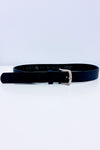 Ceinture noire fleurie texturée en cuir véritable seconde main - Grenier- La Penderie du Paradis