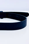Ceinture noire fleurie texturée en cuir véritable seconde main - Grenier- La Penderie du Paradis