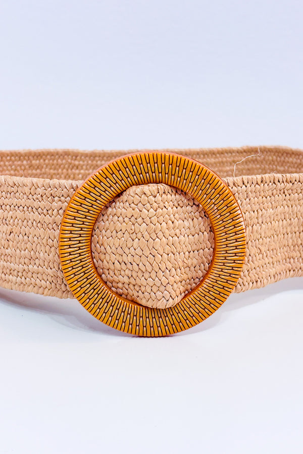 Ceinture élastique effet paille tressée avec boucle ronde seconde main - Autres- La Penderie du Paradis