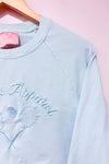 Chandail coupé en coton ouaté vert menthe avec broderie (xs)-Hoaka Apparel-La Penderie du Paradis 🕊