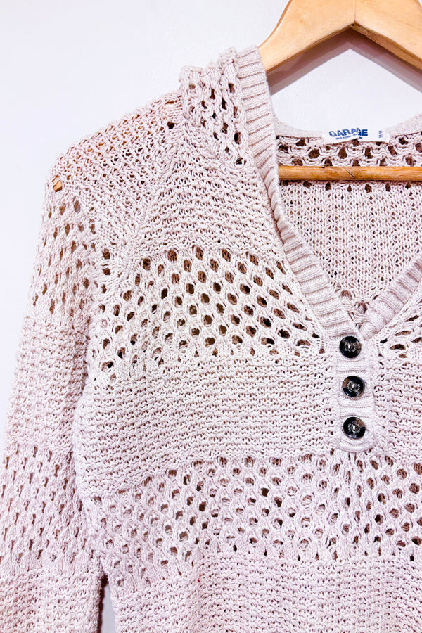 Chandail en maille beige à capuchon (m)-Garage-La Penderie du Paradis 🕊