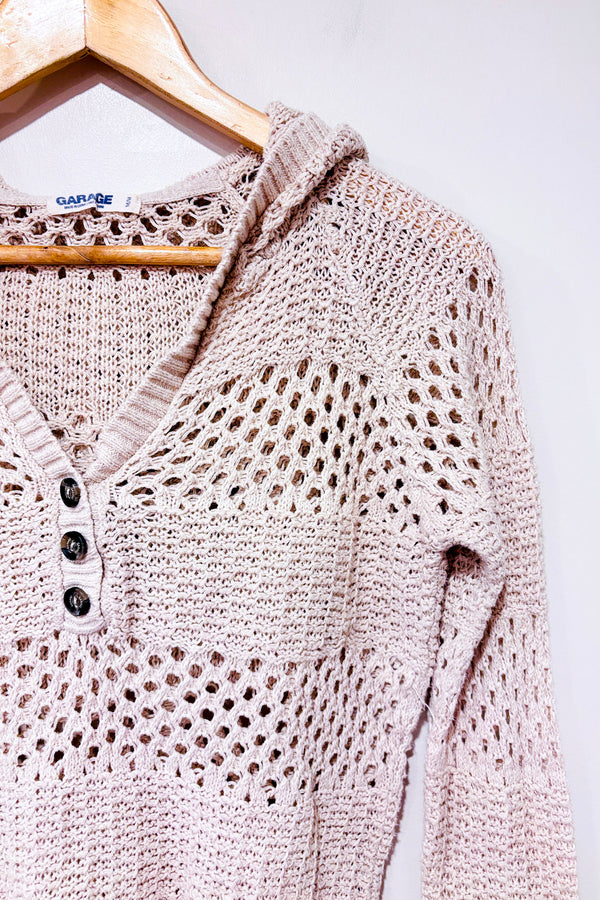 Chandail en maille beige à capuchon (m)-Garage-La Penderie du Paradis 🕊