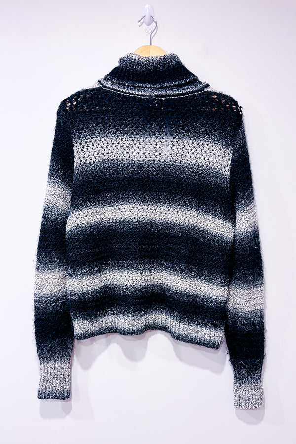 Chandail en tricot gris rayé à col roulé (xl)-Greige-La Penderie du Paradis 🕊