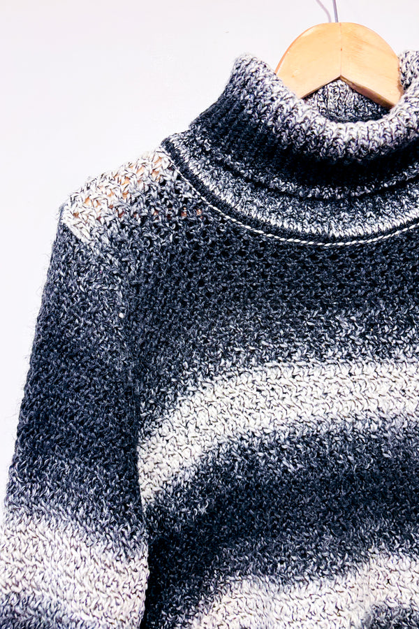 Chandail en tricot gris rayé à col roulé (xl)-Greige-La Penderie du Paradis 🕊