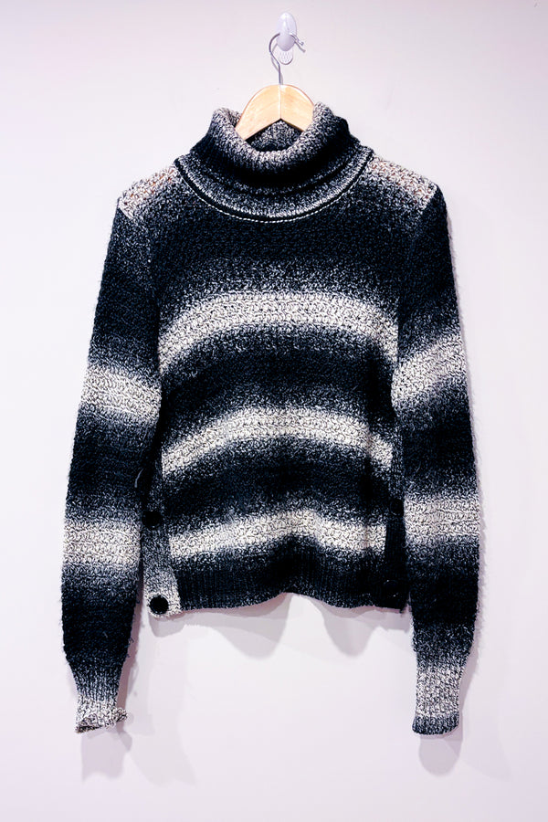 Chandail en tricot gris rayé à col roulé (xl)-Greige-La Penderie du Paradis 🕊