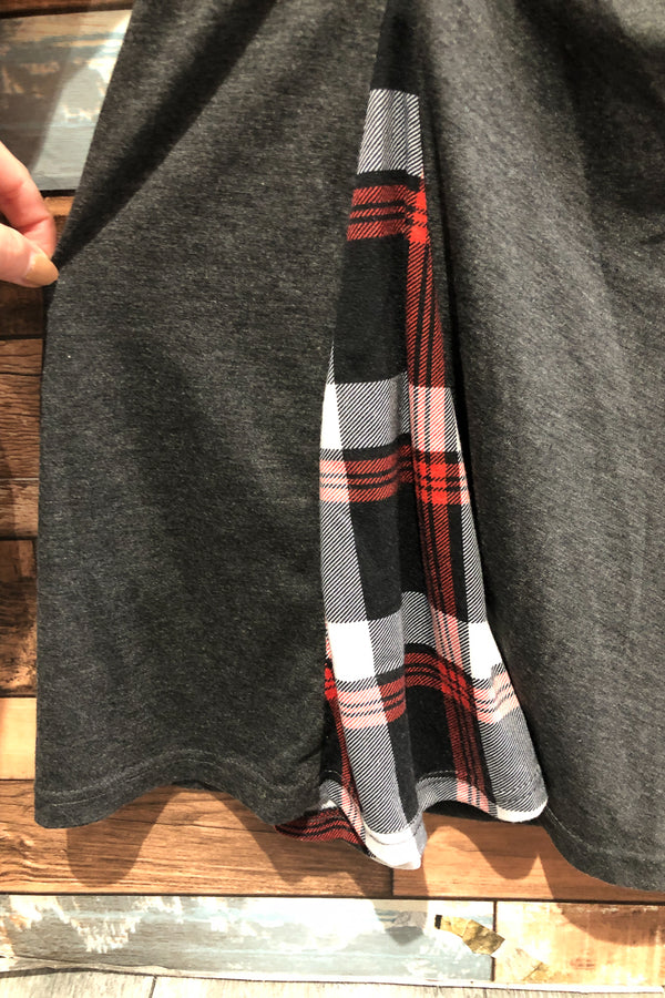 Chandail gris fluide avec carreaux rouges (4X) seconde main Rosegal 