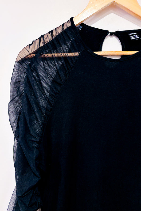 Chandail noir avec manches transparentes (l)-SHEIN-La Penderie du Paradis 🕊