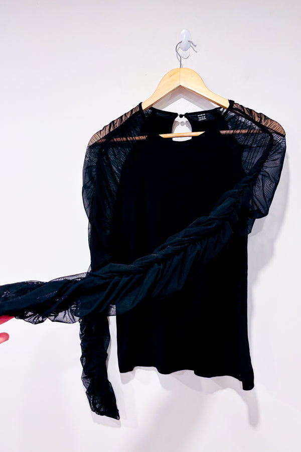 Chandail noir avec manches transparentes (l)-SHEIN-La Penderie du Paradis 🕊