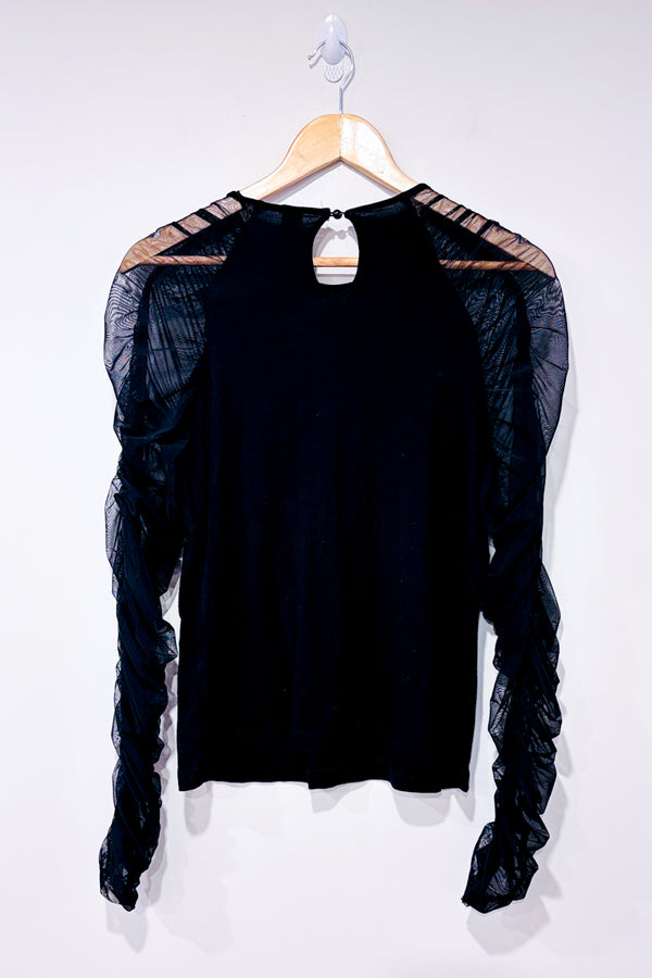 Chandail noir avec manches transparentes (l)-SHEIN-La Penderie du Paradis 🕊