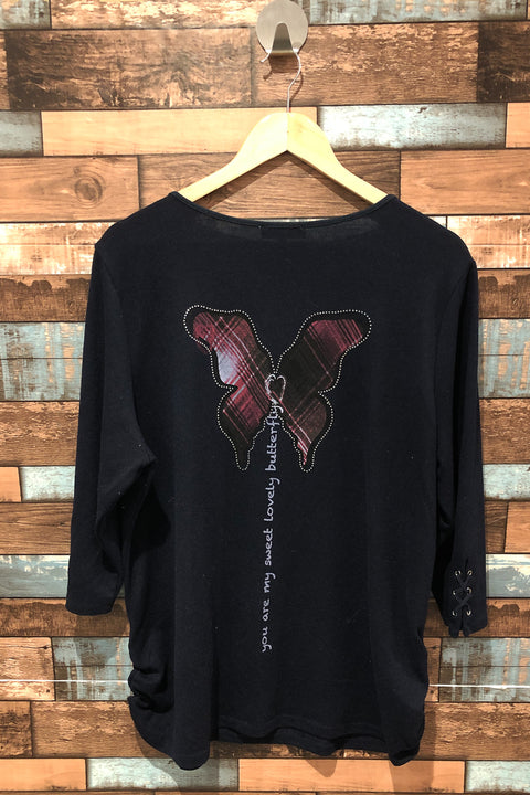 Chandail marine ''You are my sweet lovely butterfly'' (xl) seconde main Marie Claire   