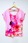 T-shirt rose fleuri (m) seconde main LOVEU.DEAR 