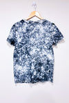 T-shirt gris effet tie dye avec cowgirl et franges de diamants (s)