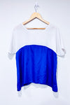 T-shirt ample blanc et bleu royal (l)