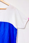 T-shirt ample blanc et bleu royal (l)