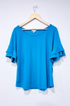 Turquoise top with ruffles on the sleeves (xl)