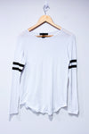 White long sleeve tee with black stripes(s)