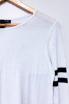 White long sleeve tee with black stripes(s)