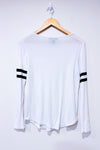 White long sleeve tee with black stripes(s)