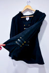 Black faux suede top (l)